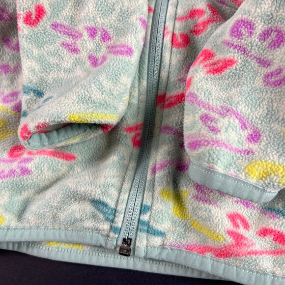 The North Face Sweatshirt Kids Girls 4 Green Floral Faded Fleece Full Zip Hoodie - Picture 3 of 15